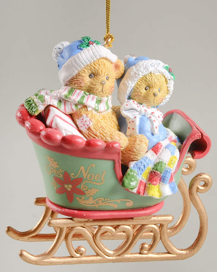 Cherished Teddies Holiday Ornaments Two Bear On Noel Sled  - No Box by Enesco-1