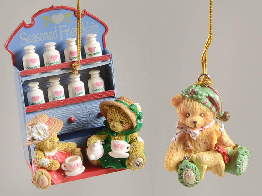 Cherished Teddies Mini-Ornament Sets Bears Having A Tea Party - Boxed by Enesco-1