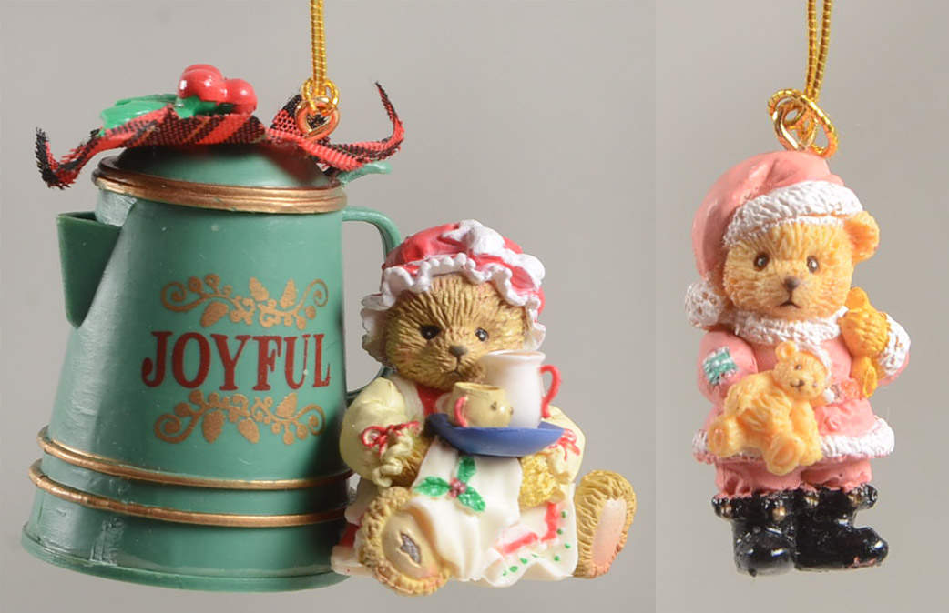 Cherished Teddies Mini-Ornament Sets Joyful Bear With Coffee  - Boxed by Enesco-1