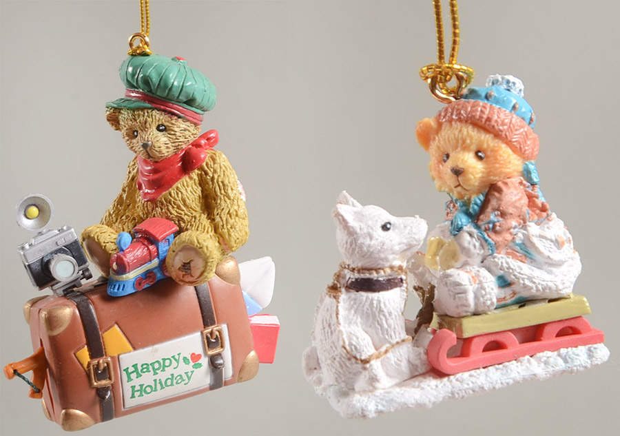 Cherished Teddies Mini-Ornament Sets Boy On Suitcase - Boxed by Enesco-1