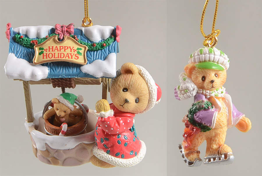 Cherished Teddies Mini-Ornament Sets Girl On Wishing Well - With Box by Enesco-1