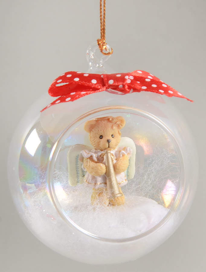 Cherished Teddies Glass Holiday Ornaments Angel Bear - Boxed by Enesco-1
