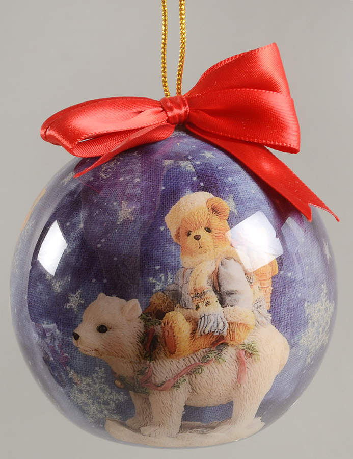 Cherished Teddies Glass Ball Ornaments Bear On Polar Bear - Boxed by Enesco-1