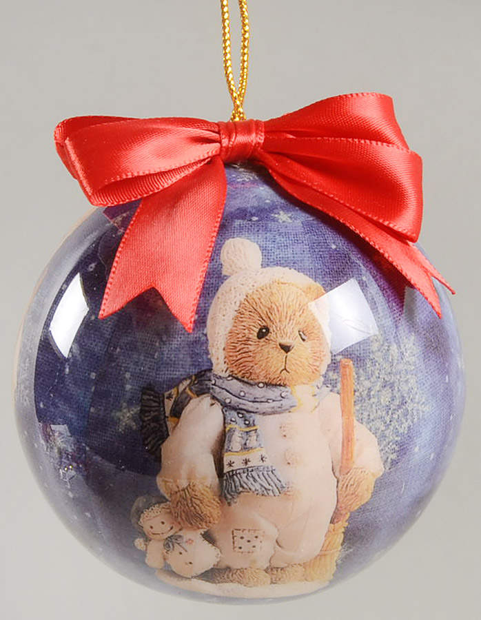 Cherished Teddies Glass Ball Ornaments Bear With Broom - Boxed by Enesco-1