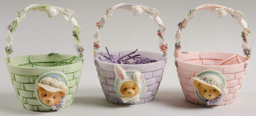 Cherished Teddies Easter & Spring Bears Dressed As Bunny  Baskets/3 - Boxed by Enesco-1