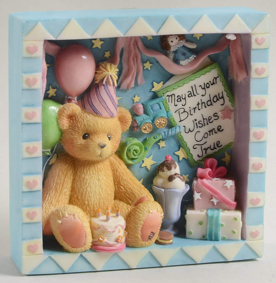 Cherished Teddies Shadow Box Happy Birthday - Boxed by Enesco-1