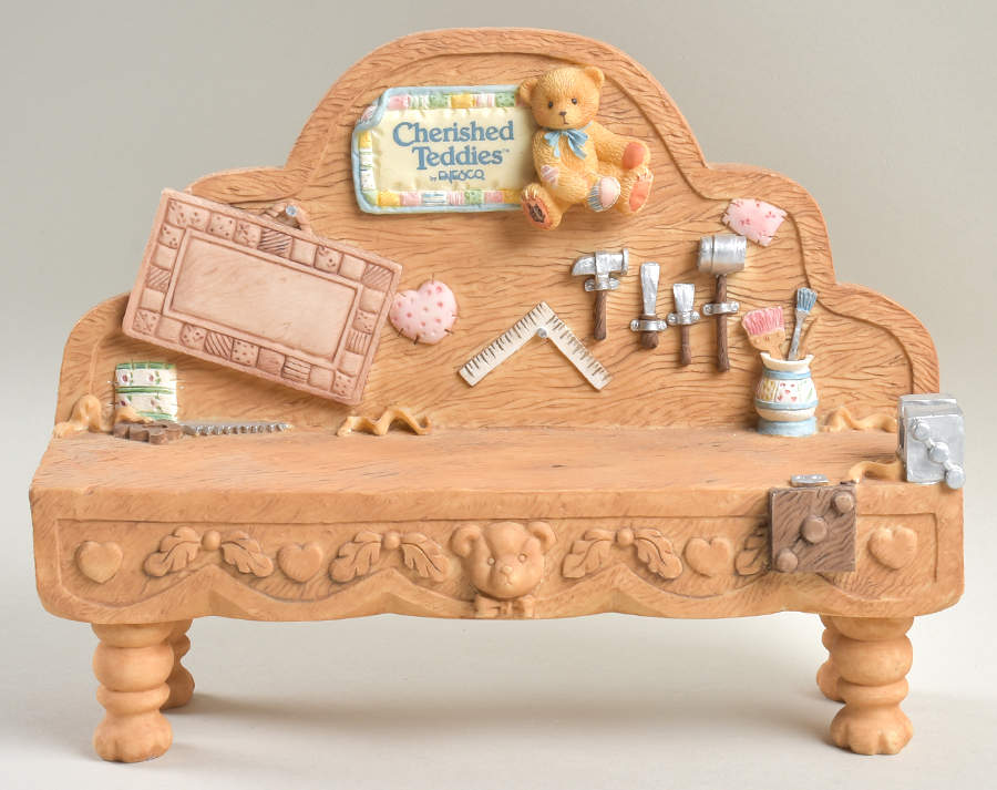 Antique Toys-Cherished Teddies Tool Bench Display - Display Rack Wood by Enesco-1