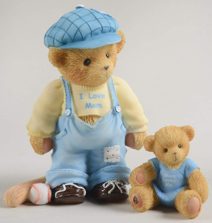 Family Cherished Teddies Boy-I Love Mom - Mom Loves Me - Boxed by Enesco-1