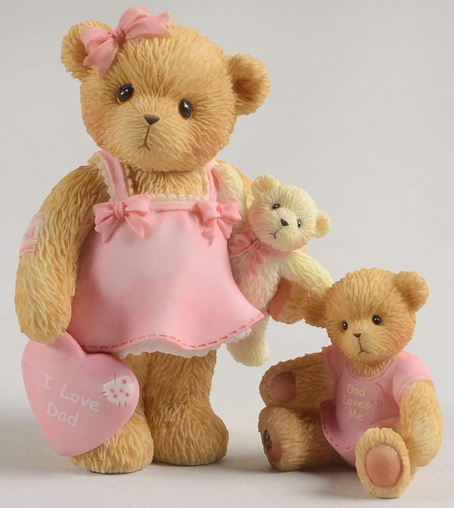 Family Cherished Teddies Girl- I Love Dad - Dad Loves Me - Boxed by Enesco-1