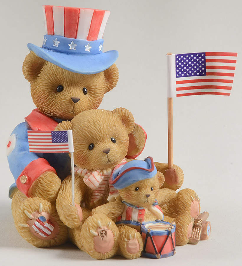 Patriotic Bears Samantha,Theo & Tyler-Our Colors Run Red - No Box by Cherished Teddies-1