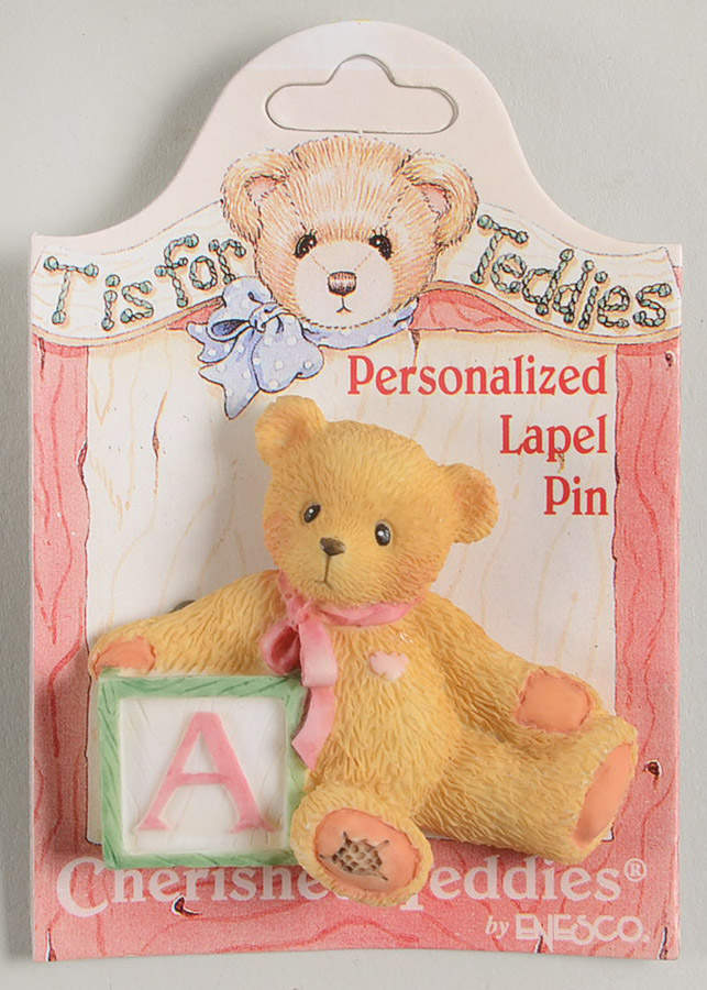 T Is for Teddies Teddie With Block Lapel Pin-A - No Box by Enesco-1