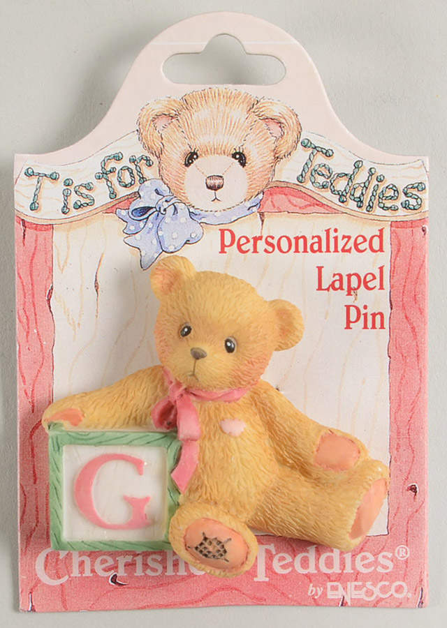 T Is for Teddies Teddie With Block Lapel Pin-G - No Box by Enesco-1