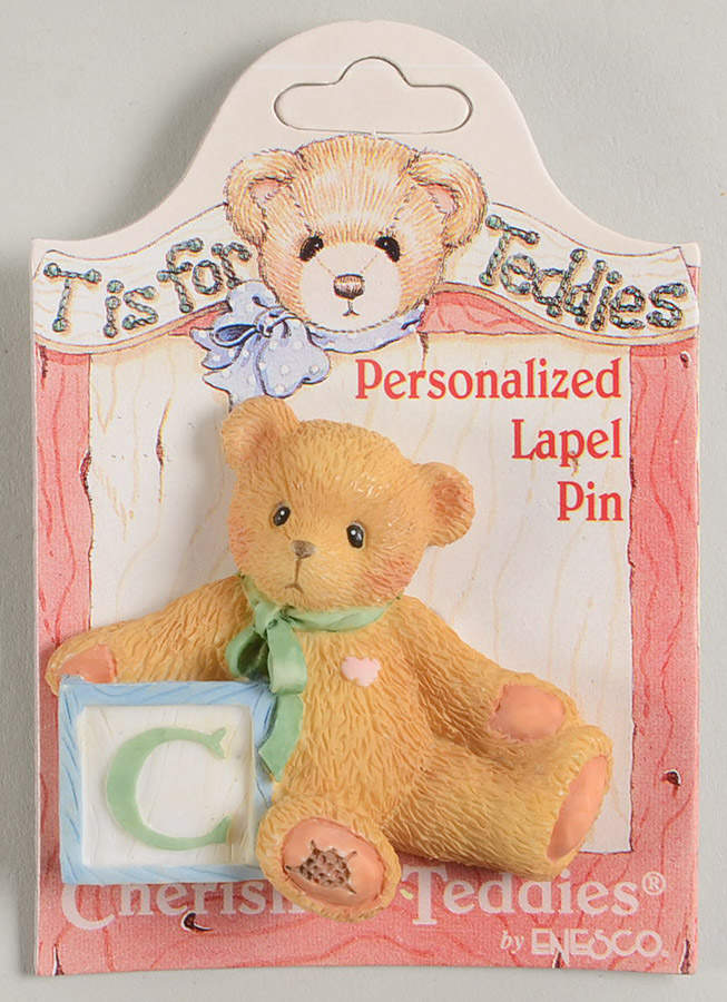 T Is for Teddies Teddie With Block Lapel Pin-C - No Box by Enesco-1