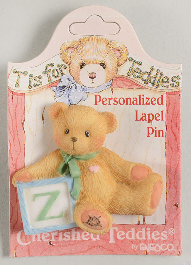 T Is for Teddies Teddie With Block Lapel Pin-Z - No Box by Enesco-1