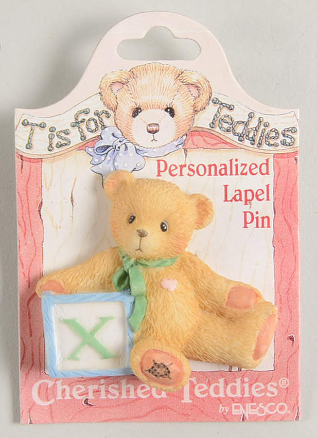T Is for Teddies Teddie With Block Lapel Pin-X - No Box by Enesco-1