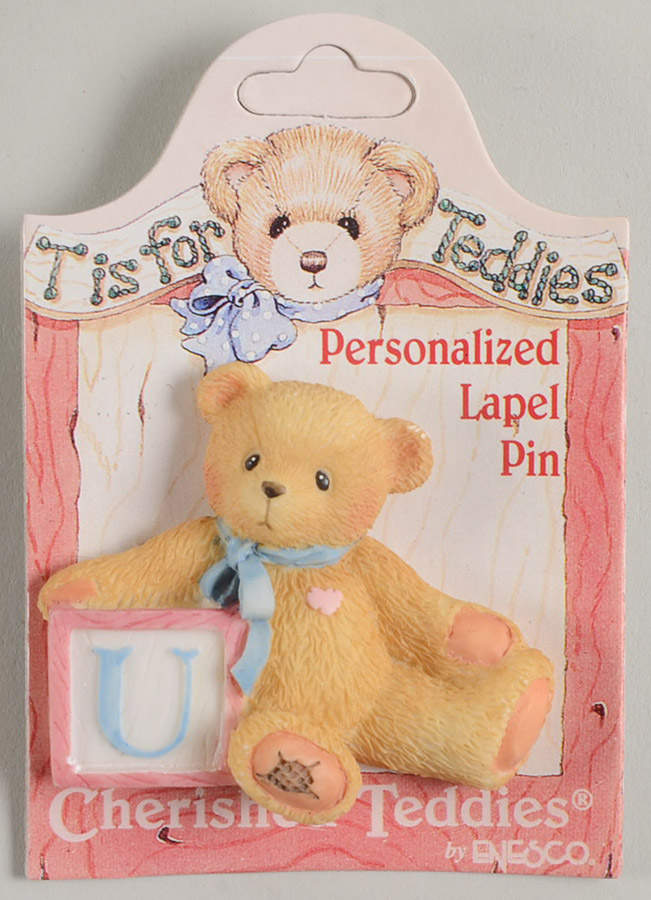 T Is for Teddies Teddie With Block Lapel Pin-U - No Box by Enesco-1
