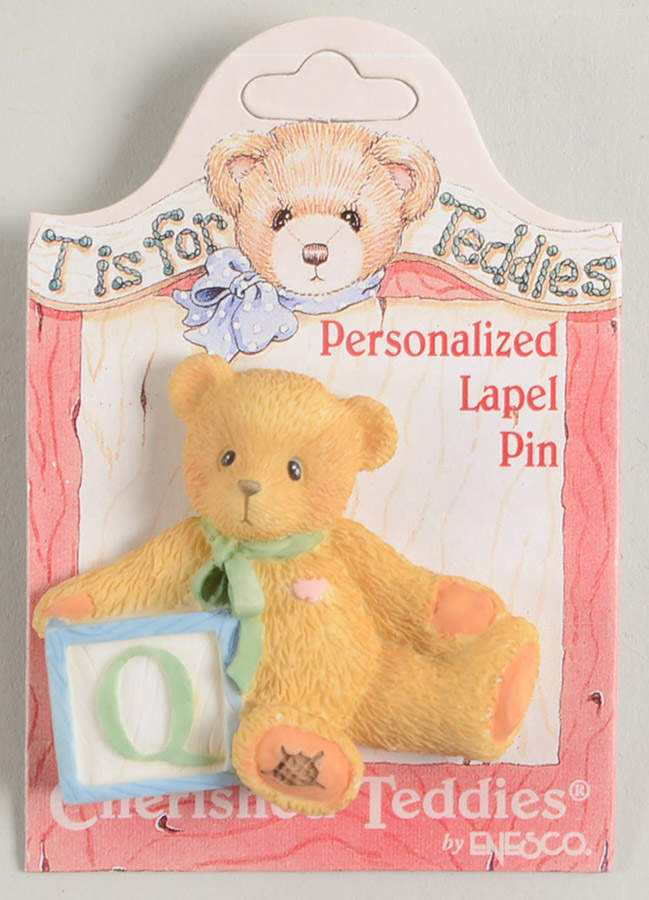 T Is for Teddies Teddie With Block Lapel Pin-Q - No Box by Enesco-1
