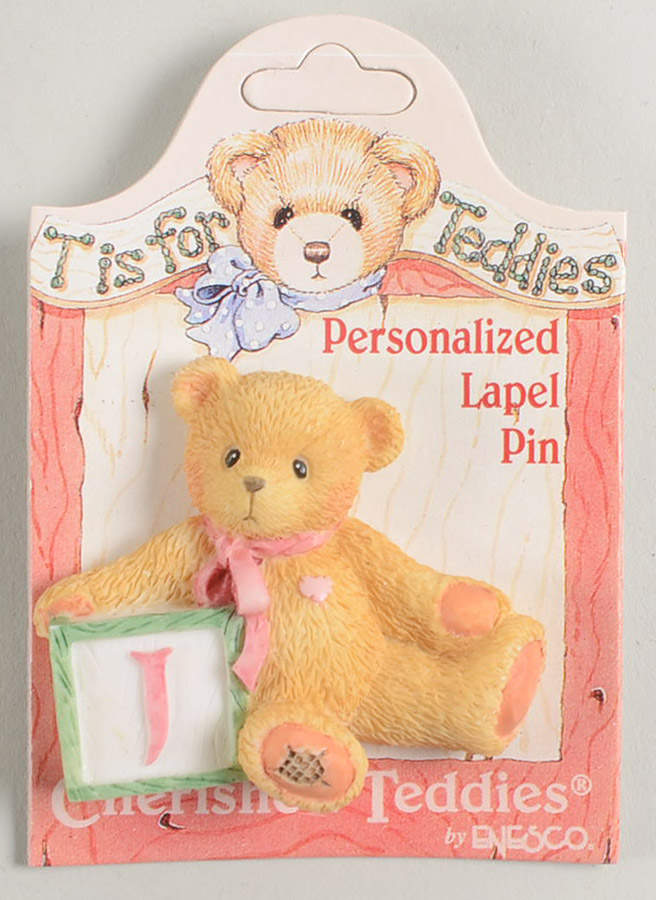 T Is for Teddies Teddie With Block Lapel Pin-J - No Box by Enesco-1