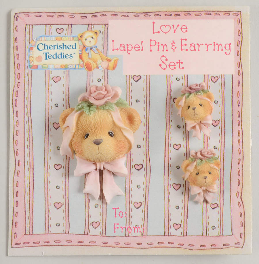 Cherished Teddies Pin and Earring Love - No Box by Enesco-1