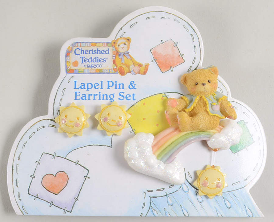 Cherished Teddies Pin and Earring Rainbow And Sun - No Box by Enesco-1