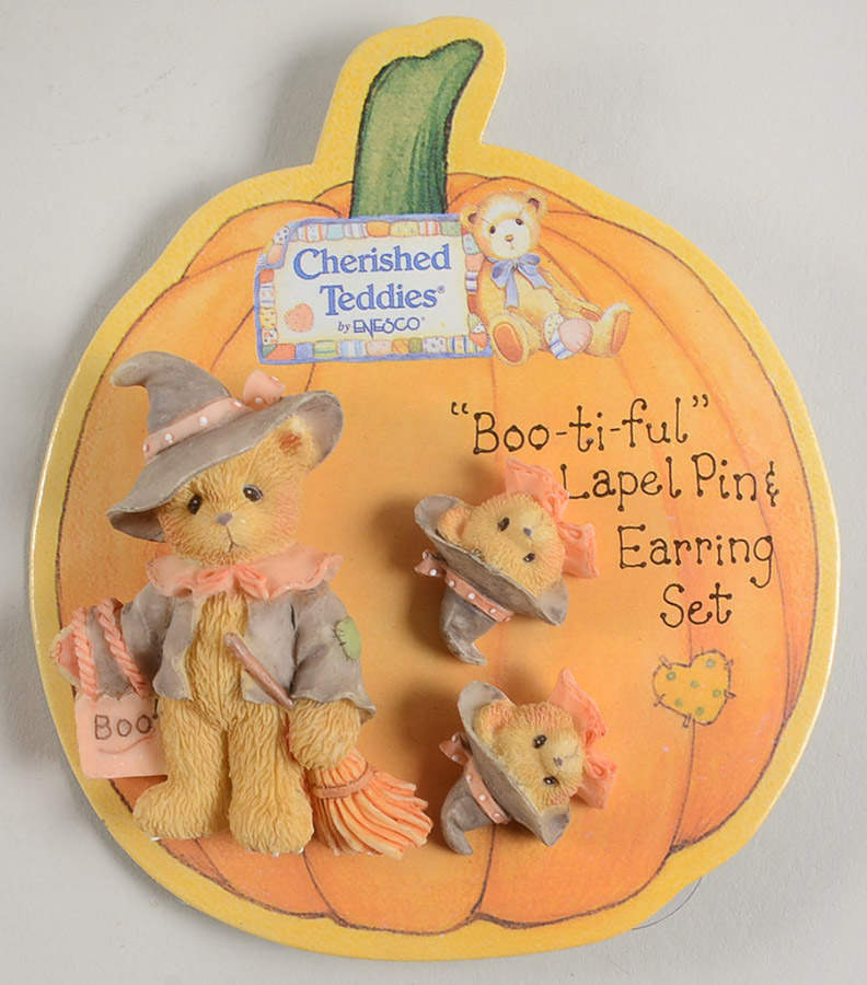 Cherished Teddies Pin and Earring Boo-Ti-Ful - No Box by Enesco-1