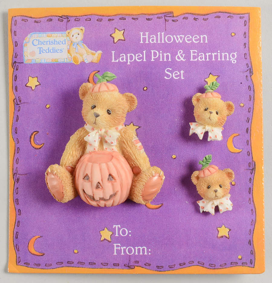 Cherished Teddies Pin and Earring Halloween  - No Box by Enesco-1