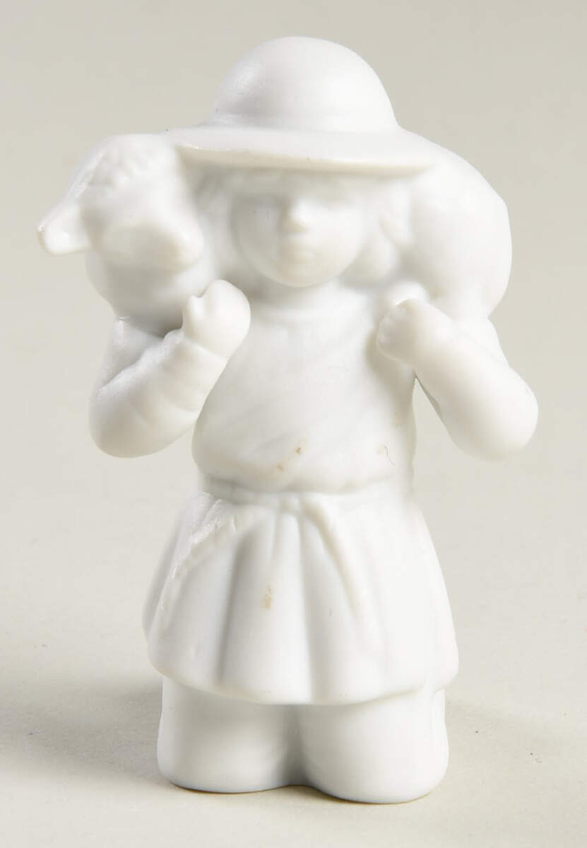 White Bisque Nativity Kneeling Shepherd With Lamb - No Box by Enesco-1