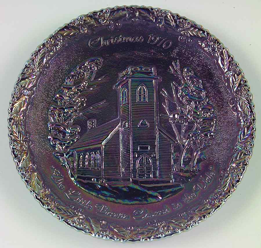 Fenton Christmas Plate-Carnival Little Brown Church In Vale - No Box by Fenton-1