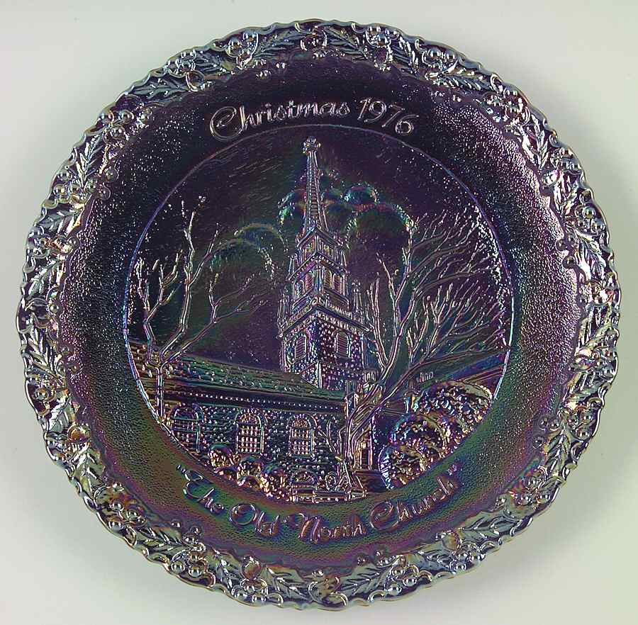Fenton Christmas Plate-Carnival The Old North Church - Boxed by Fenton-1