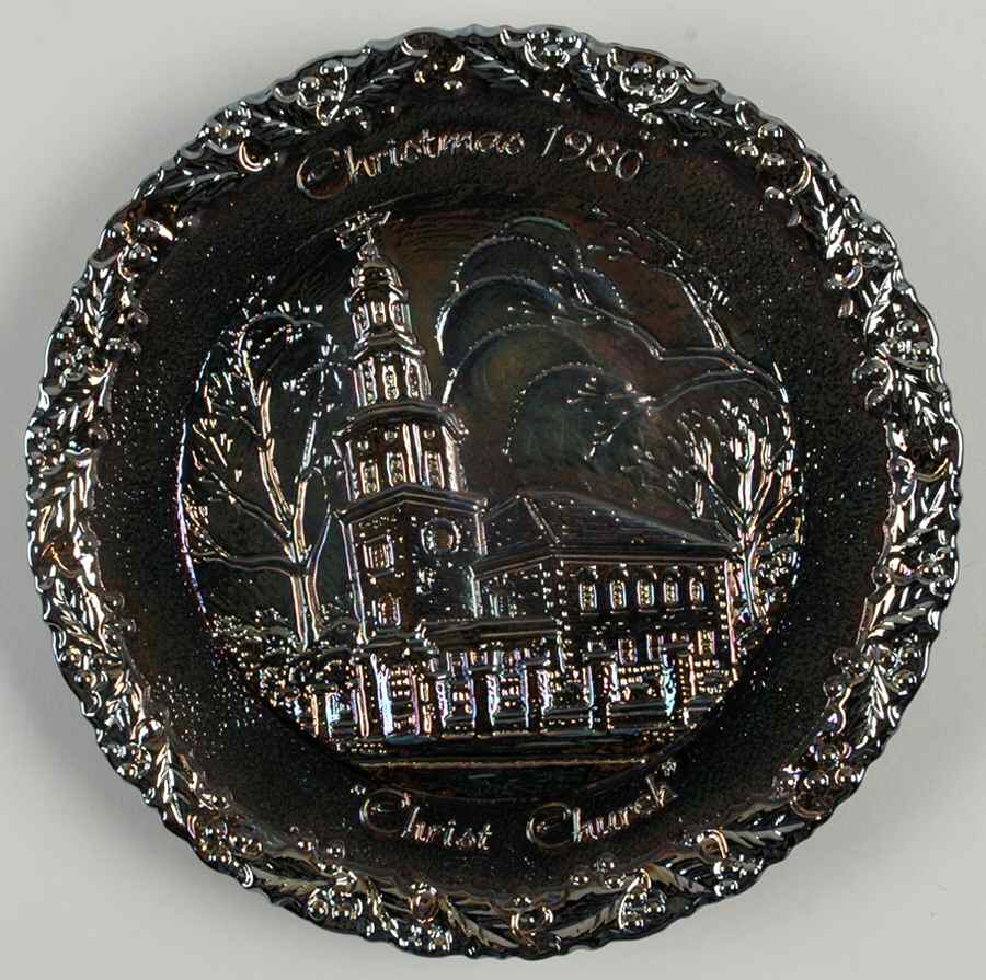 Fenton Christmas Plate-Carnival Christ Church Of Alexandria Va - Boxed by Fenton-1