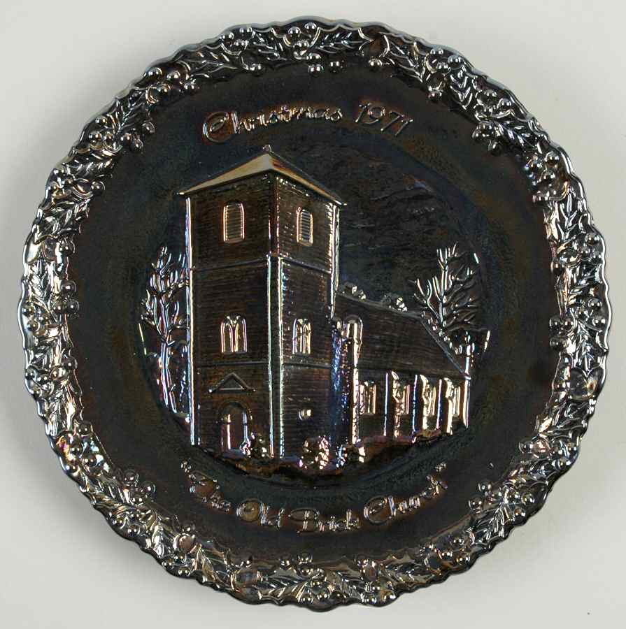Fenton Christmas Plate-Carnival Old Brick Church - Boxed by Fenton-1