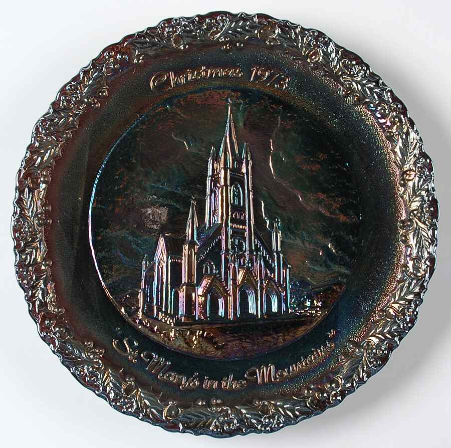 Fenton Christmas Plate-Carnival Saint Mary's Mountains  - Boxed by Fenton-1
