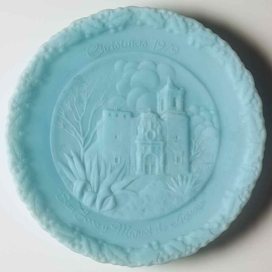 Fenton Christmas Plate-Blue Satin Glass San Jose Y Miguel Of Aquayo - Boxed by Fenton-1