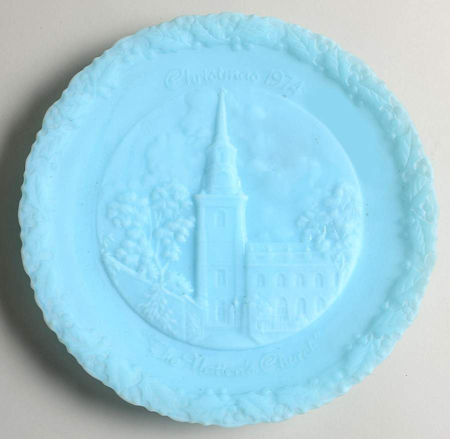 Fenton Christmas Plate-Blue Satin Glass The Nation's Church - Boxed by Fenton-1