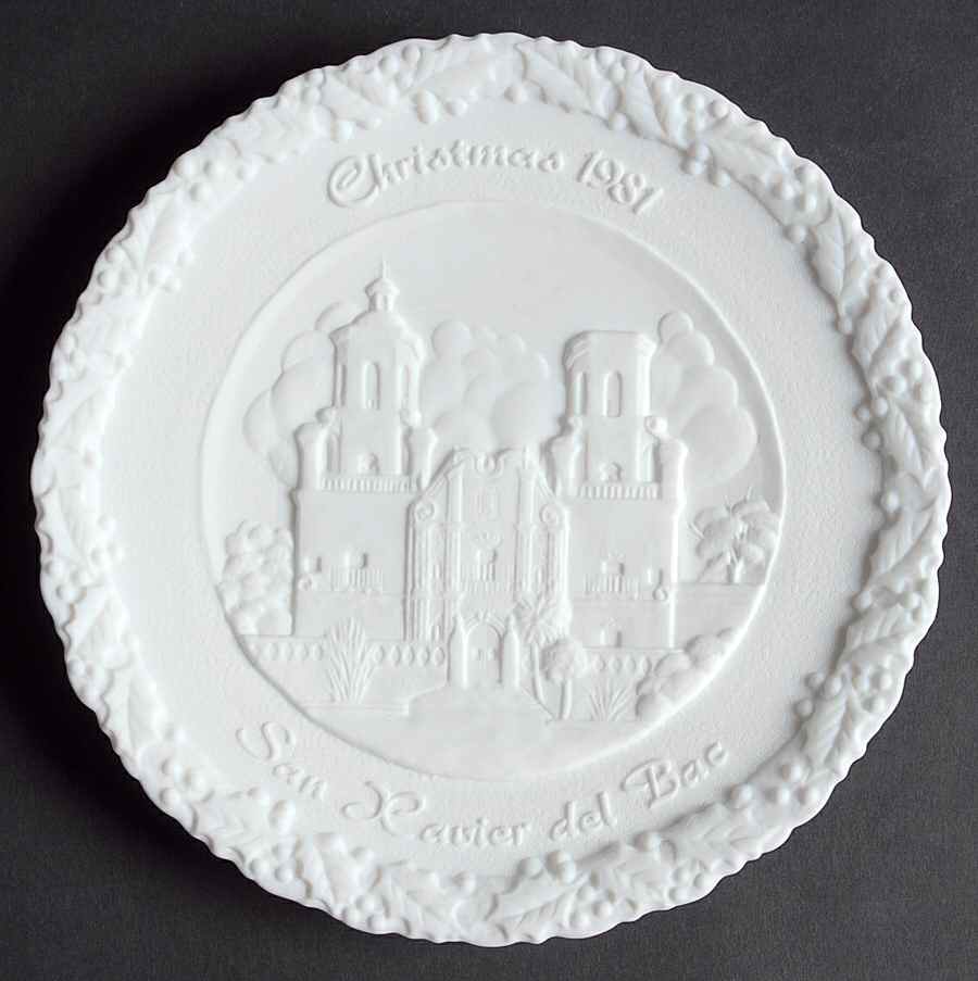 Fenton Christmas Plate-White Satin Glass Mission San Xavier Del Bac - Boxed by Fenton-1