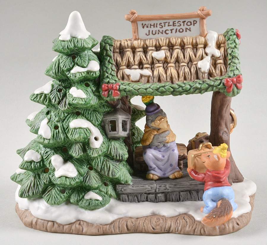 Holiday Hamlet Whistlestop Junction Train Stop - No Box by Fitz & Floyd-1