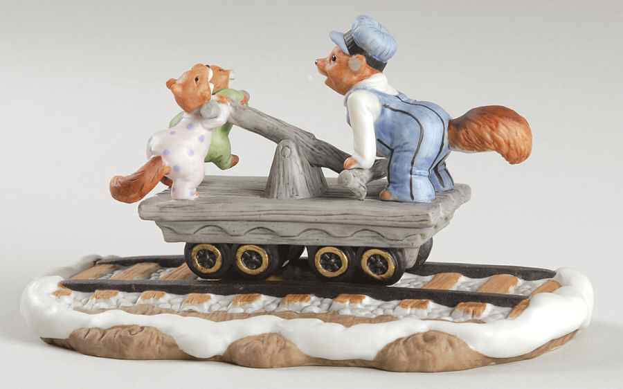 Holiday Hamlet Hand Car With Track - Boxed by Fitz & Floyd-1