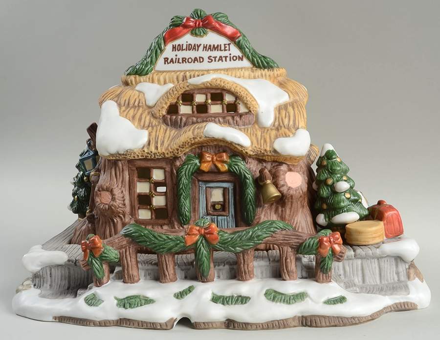 Holiday Hamlet Railroad Station - Boxed by Fitz & Floyd-1