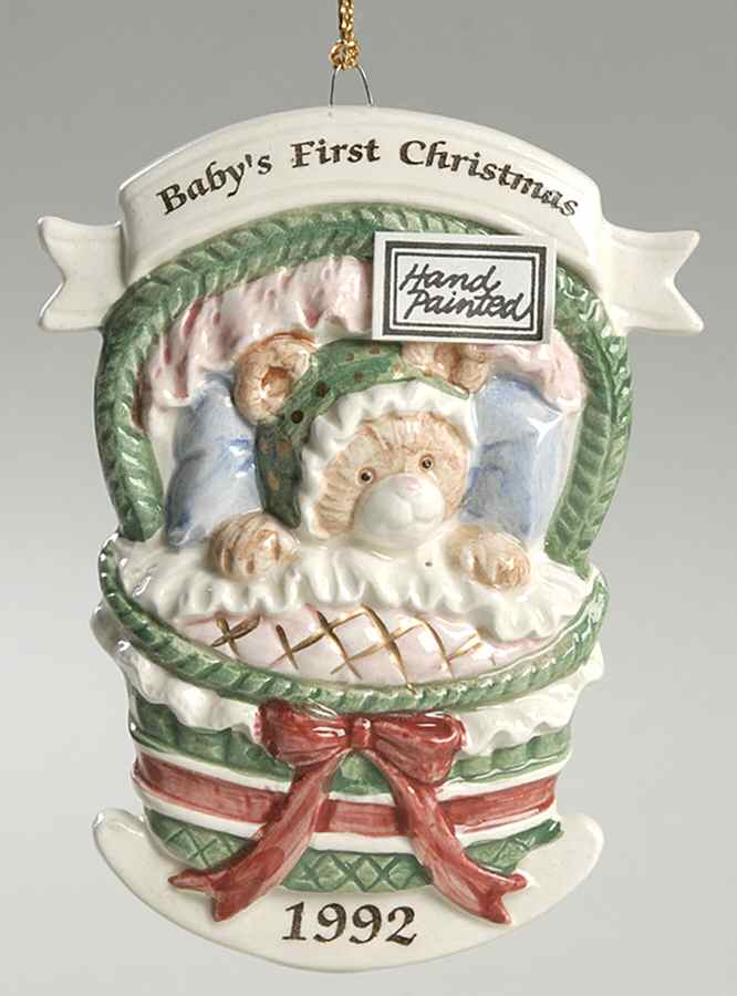 Baby's First Christmas Ornament Rock A Bye Teddy - With Box by Fitz & Floyd-1