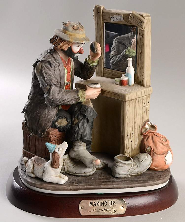 Emmett Kelly Jr-Figurine Making Up - Boxed by Flambro-1