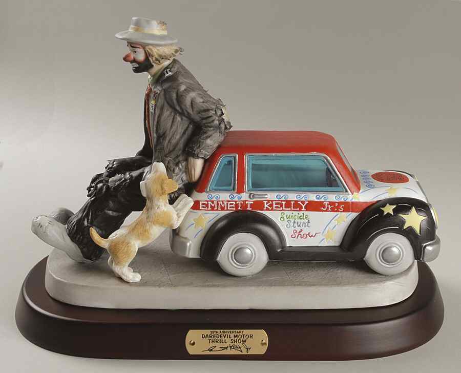 Emmett Kelly Jr-Figurine Daredevil Motor Thrill Show - Boxed by Flambro-1