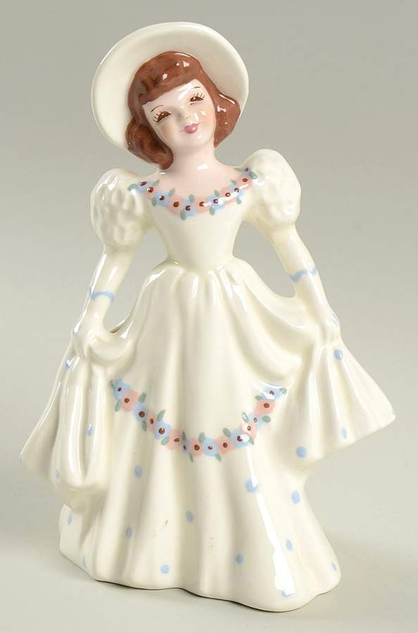 Florence Ceramics Figurine Kay-Blue & White-Flower Holder - No Box by Florence Ceramics-1