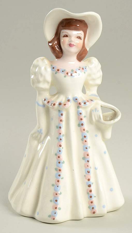 Florence Ceramics Figurine Bee-White & Blue-Flower Holder - No Box by Florence Ceramics-1
