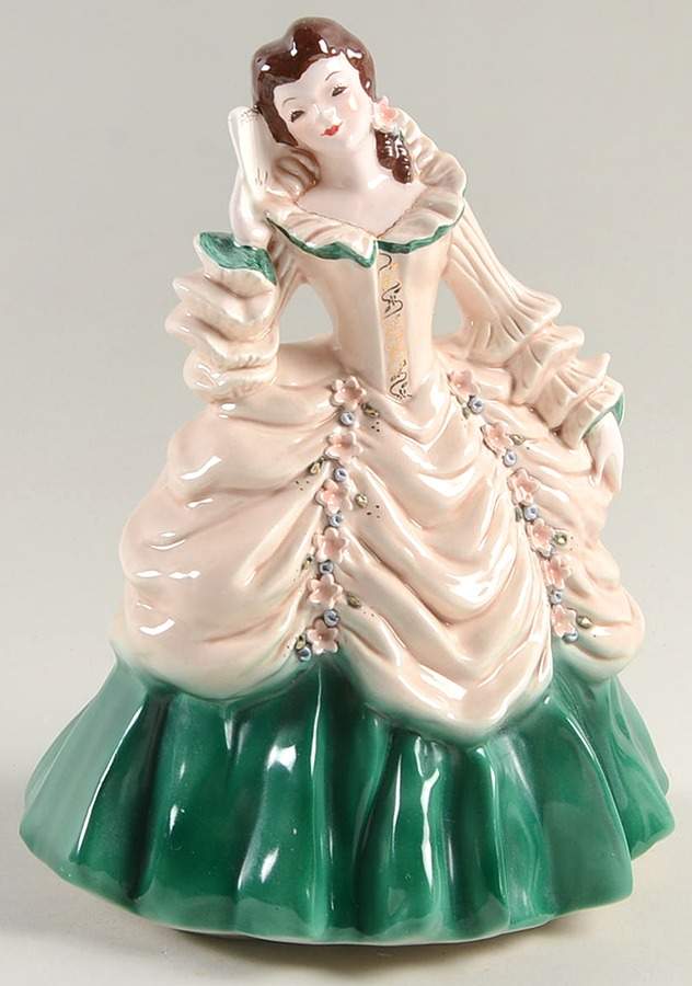 Florence Ceramics Figurine Amelia-Beige/Green Tr-Brown Hair - No Box by Florence Ceramics-1