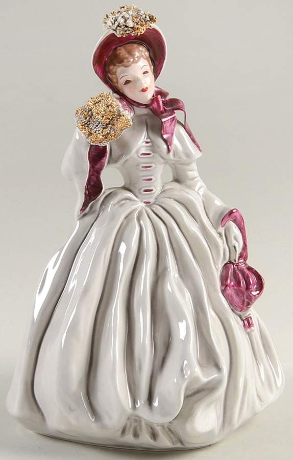 Florence Ceramics Figurine Scarlett-Grey With Magenta Trim - No Box by Florence Ceramics-1