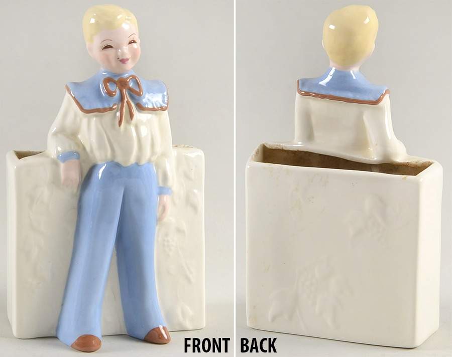 Florence Ceramics Figurine Joe-Blue Slacks-Planter - No Box by Florence Ceramics-1
