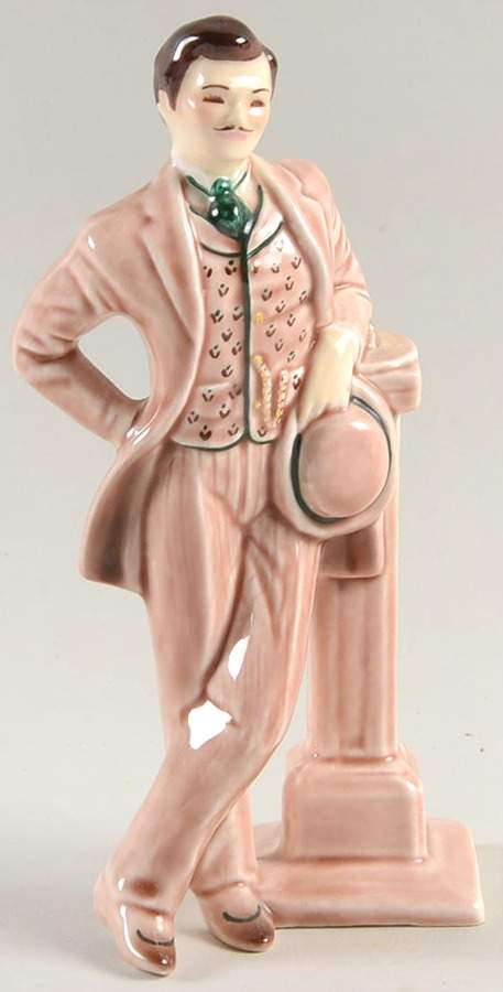 Florence Ceramics Figurine Jim-Pink With Green Trim - No Box by Florence Ceramics-1