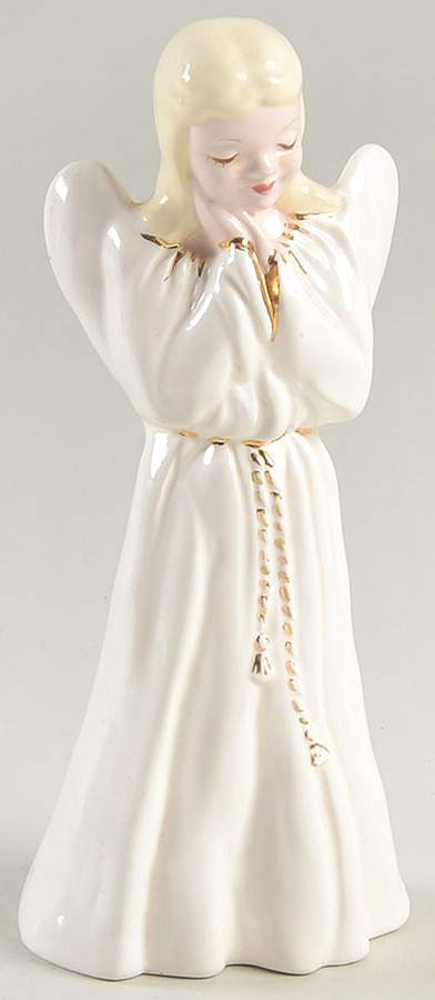 Florence Ceramics Figurine Angel-White With Gold Trim - No Box by Florence Ceramics-1