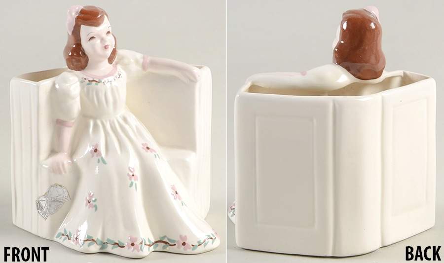 Florence Ceramics Figurine May-White With Pink Flower - No Box by Florence Ceramics-1