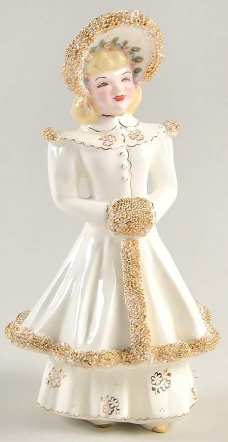 Florence Ceramics Figurine Betsy-White With Gold Trim-Blonde Hair - No Box by Florence Ceramics-1